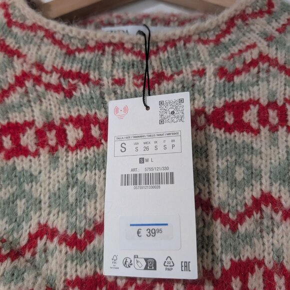 Zara | Jacquard Sweater with Cable knit Accents - Picture 8 of 8